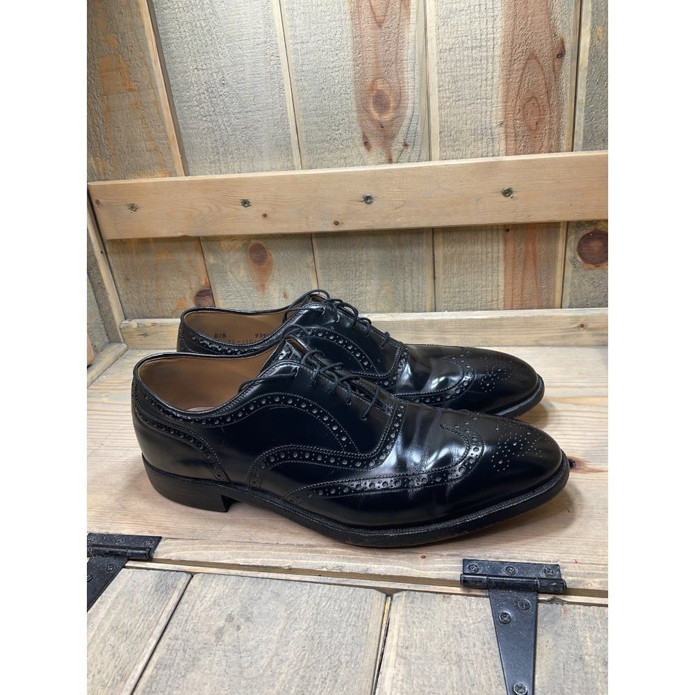 Johnston & Murphy Mens Leather Wingtip Oxford Black Shoes 11.5 D/B
